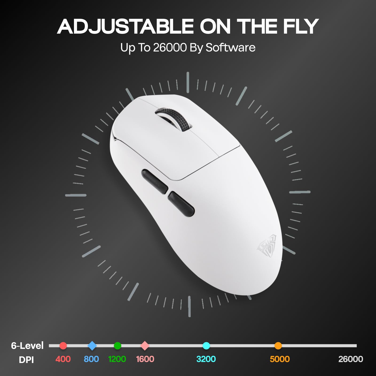 EPOMAKER Aula SC800 Wireless Gaming Mouse, 37g Lightweight, Adjustable 26,000 DPI, 8k Polling Rate, PAW3395, Programmable Buttons, On-Board Memory, 250mAh Battery, PC/MAC/Linux (White) - Image 4