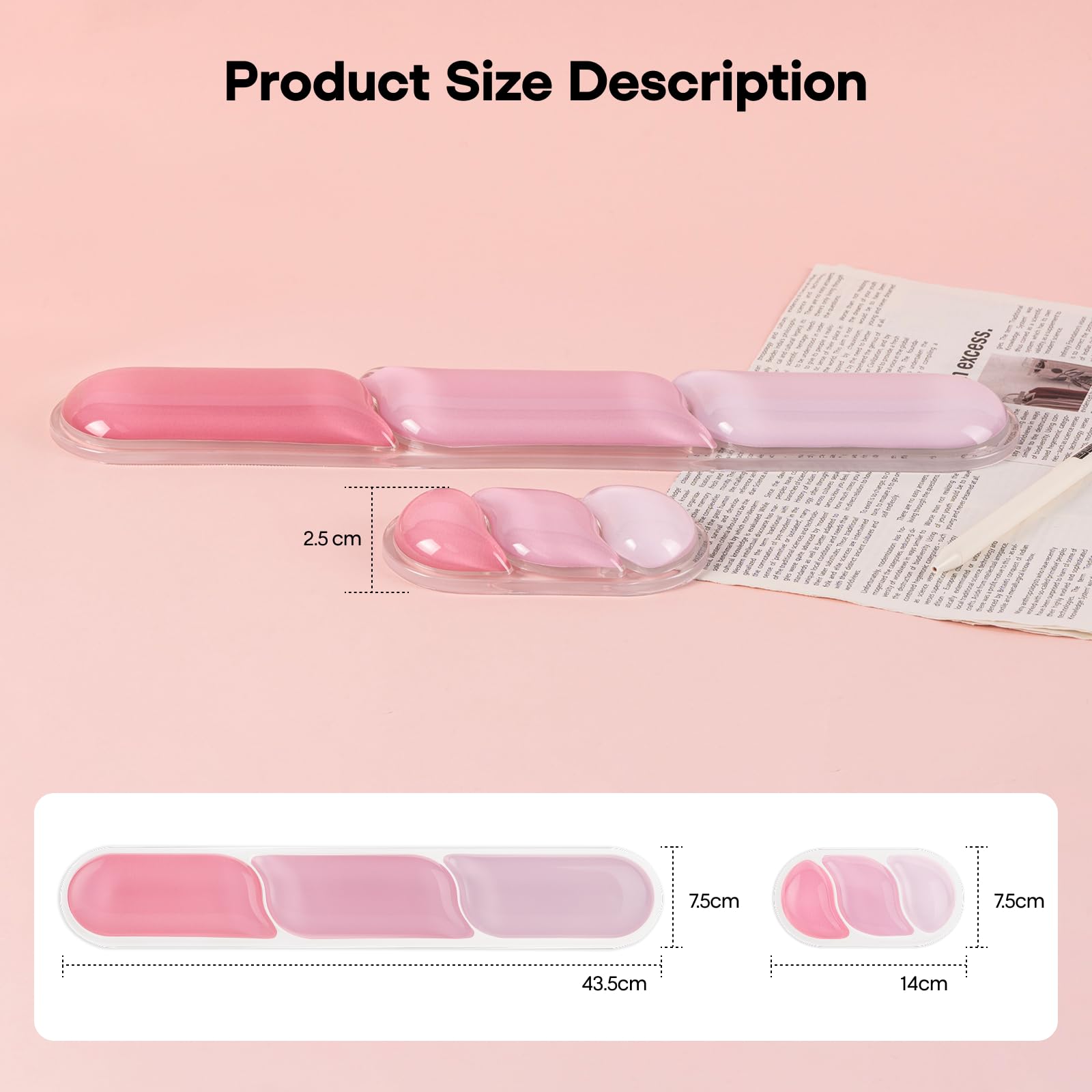EPOMAKER CloudGel Wrist Rest for Keyboard and Mouse, 2 Pieces Silicone Wrist Support, Anti-Slip Rubber Bottom, Ergonomic Design, Suitable for Office/Computer/Laptop/Gaming (Pink) - Image 7