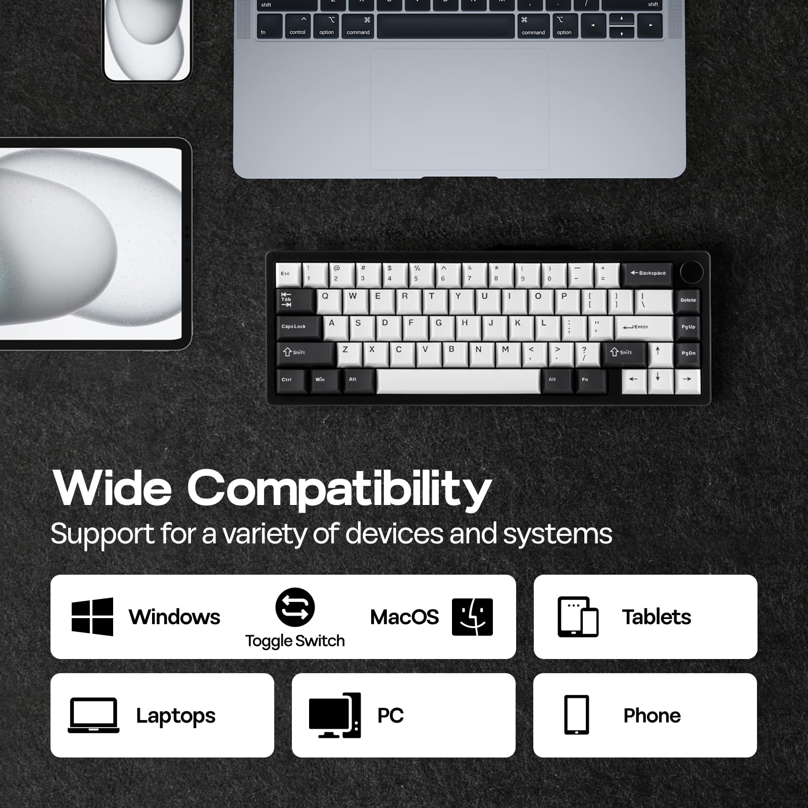 EPOMAKER Galaxy65 Wireless QMK/VIA Mechanical Keyboard, Ball-Catch Anodized Aluminum Custom Keyboard, Pre-Lubed Hot-Swappable Switch, RGB Backlit, Rotary Knob, 2.4Ghz/BT/Type-C (Black) - Image 3