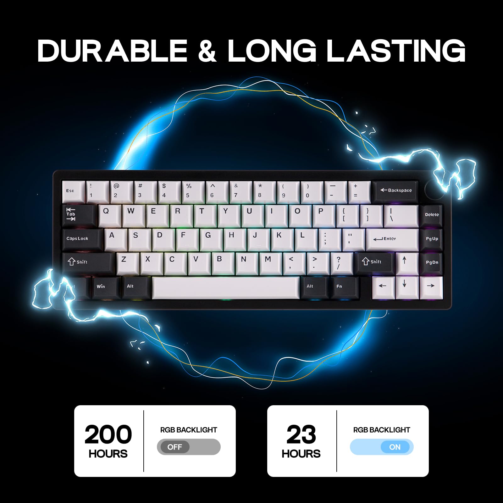 EPOMAKER Galaxy65 Wireless QMK/VIA Mechanical Keyboard, Ball-Catch Anodized Aluminum Custom Keyboard, Pre-Lubed Hot-Swappable Switch, RGB Backlit, Rotary Knob, 2.4Ghz/BT/Type-C (Black) - Image 5