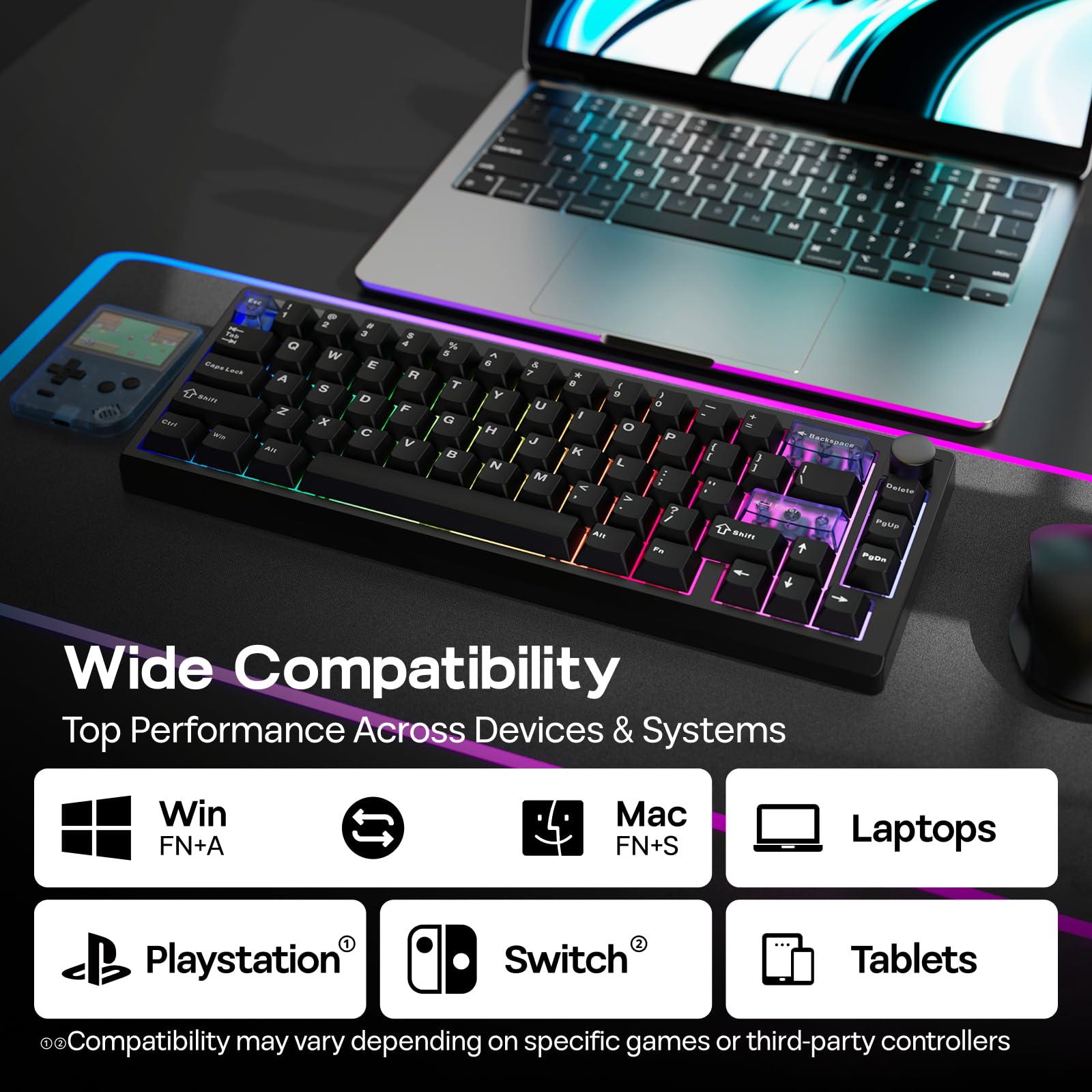 EPOMAKER Magcore65 Lite Wireless Analog Keyboard, DKS & SOCD, 8K Polling Inductive Switch, PC & PBT Keycap, Hot-Swap, RGB, 2.4G/BT, 65% Layout Gaming Keyboard - Image 4