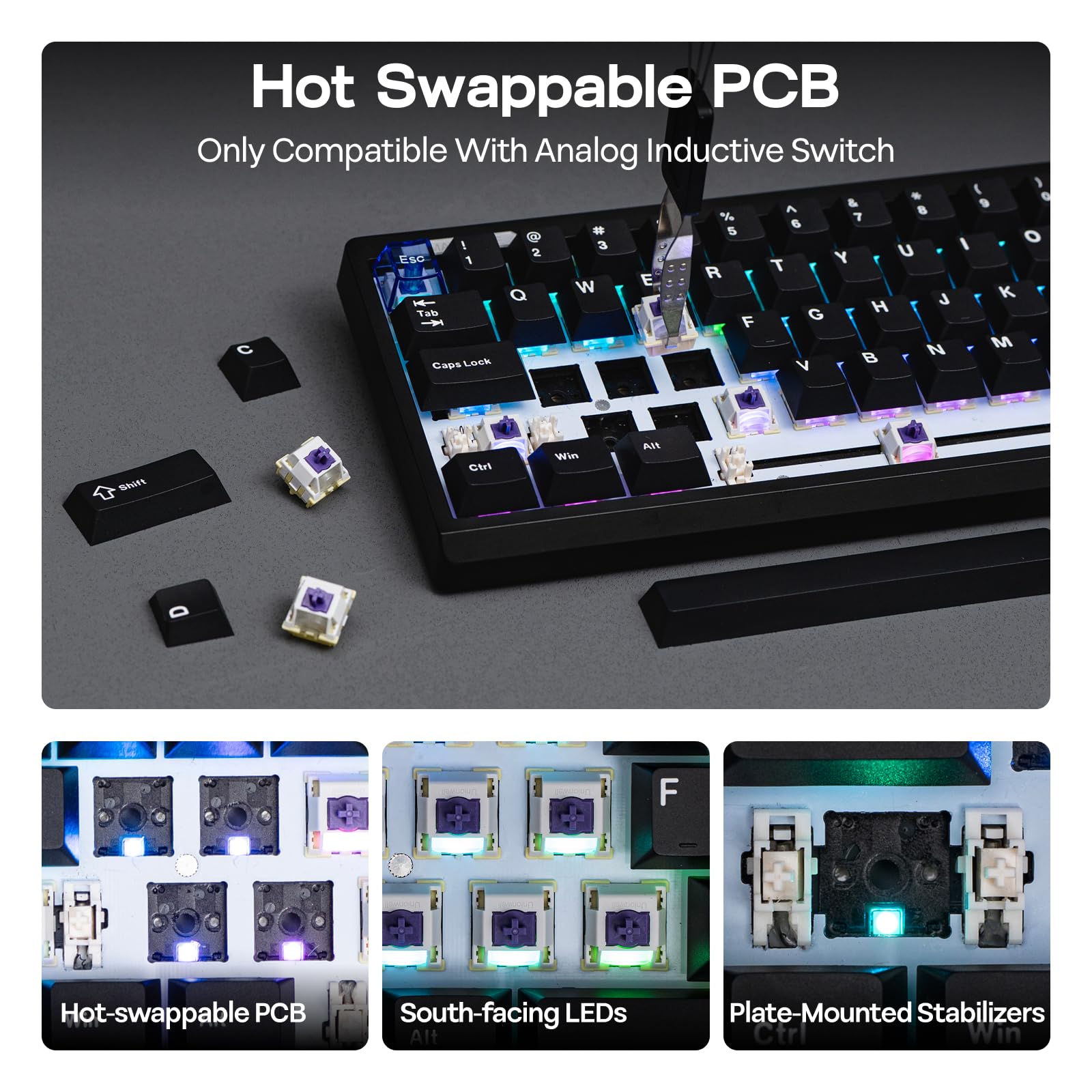 EPOMAKER Magcore65 Lite Wireless Analog Keyboard, DKS & SOCD, 8K Polling Inductive Switch, PC & PBT Keycap, Hot-Swap, RGB, 2.4G/BT, 65% Layout Gaming Keyboard - Image 6