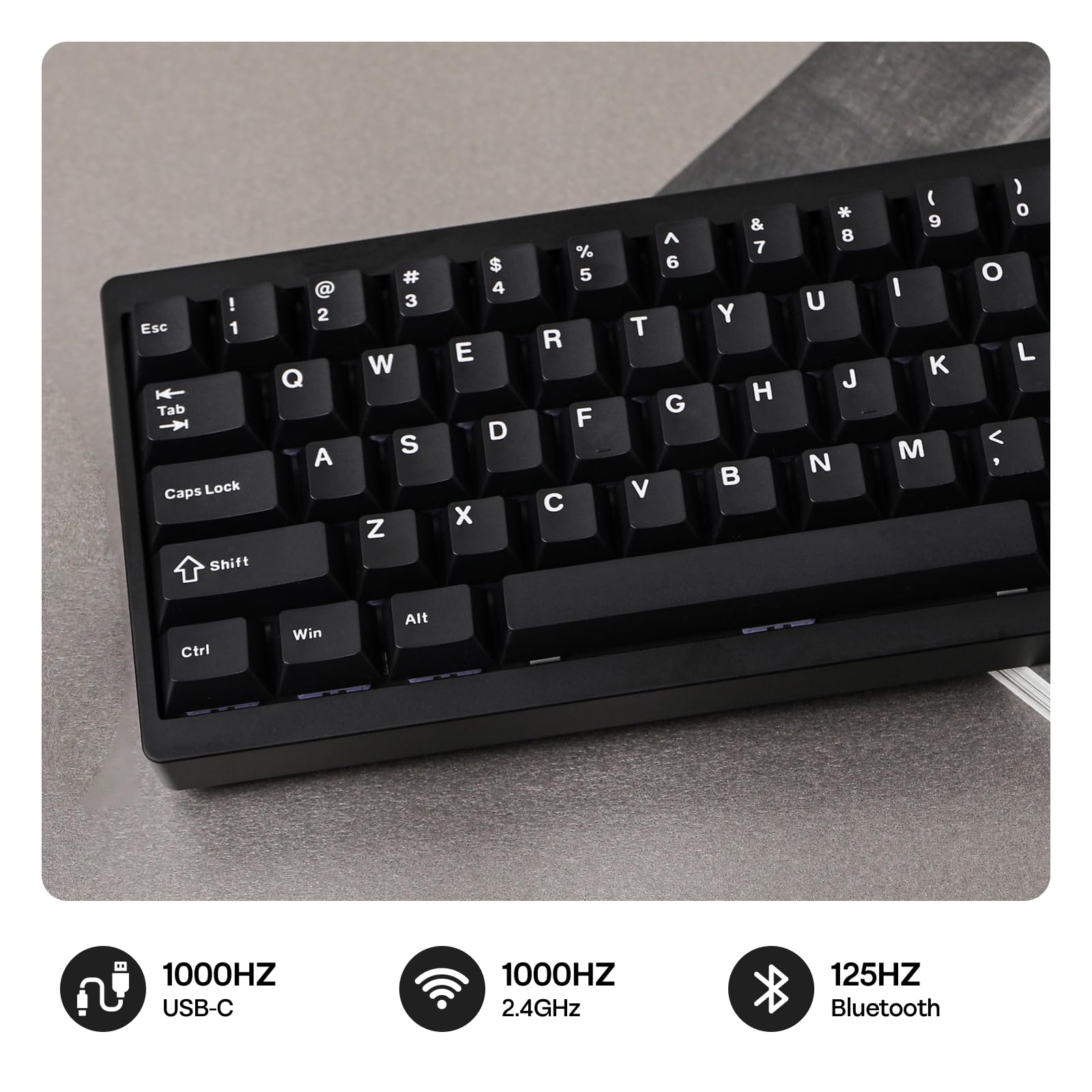 EPOMAKER P65 QMK/VIA Wireless Aluminum Gaming Keyboard, Gasket-Mount, BT/2.4Ghz/USB(A to C), Hot Swappable, N-Key Rollover, for Mac/PC/PS/Xbox (Black, Wisteria Linear Switch) - Image 6