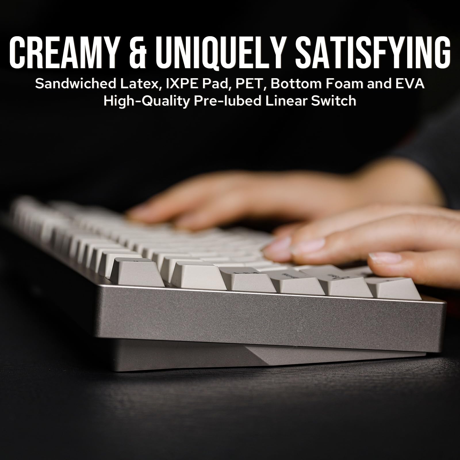 EPOMAKER P87 TKL Aluminum Wireless Gaming Keyboard, QMK/VIA Programmable, 87% BT/2.4Ghz/USB-C, with CNC Metal Knob and RGB Backlight (Khaki, Zebra Switch) - Image 5