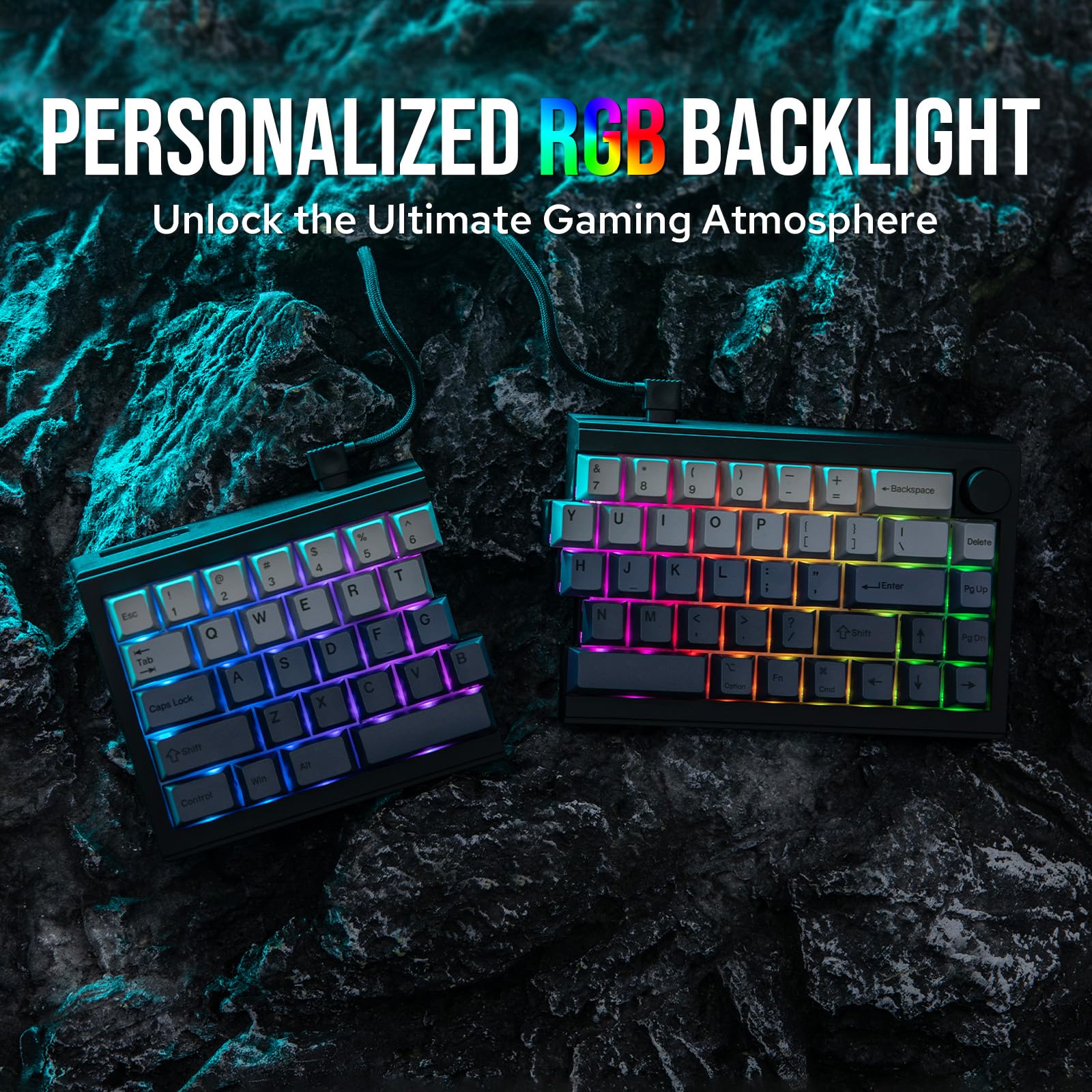 EPOMAKER Split65 QMK/VIA Programmable Keyboard, Wireless Mechanical Keyboard in 2.4Ghz/BT/Type-C, Ergonomic Gaming Keyboard in Split Layout with RGB Backlit (Wisteria Linear Switch) - Image 5