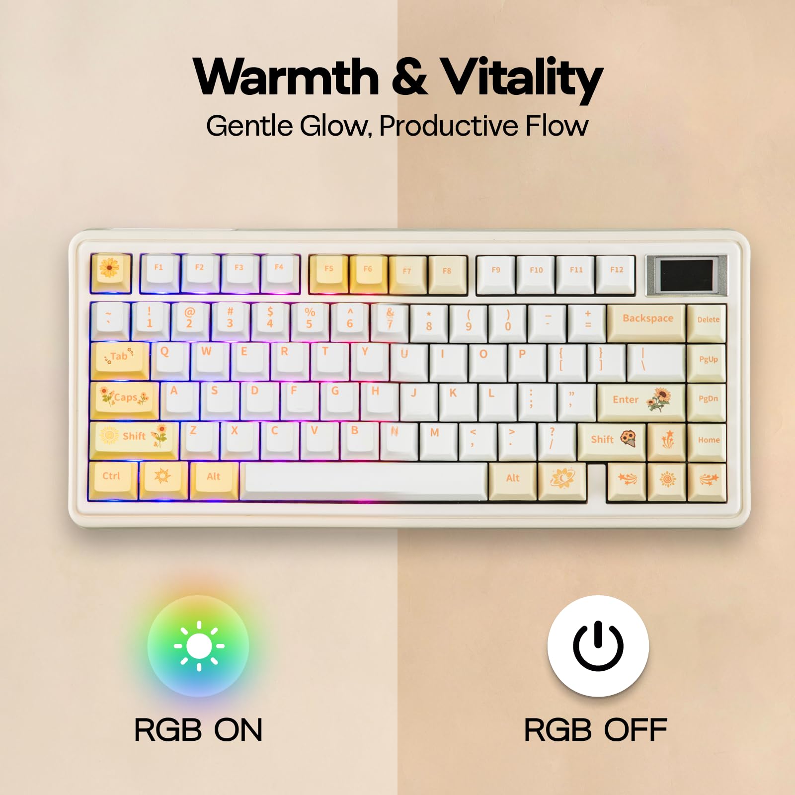 EPOMAKER Sunflower PBT Keycaps, 133 Keys, Cherry Profile, Dye Sublimation, ISO/ANSI Layout, 60%/75%/96%/Full Size, Custom Keyboard Keycaps Set for Mechanical Gaming Keyboard - Image 5