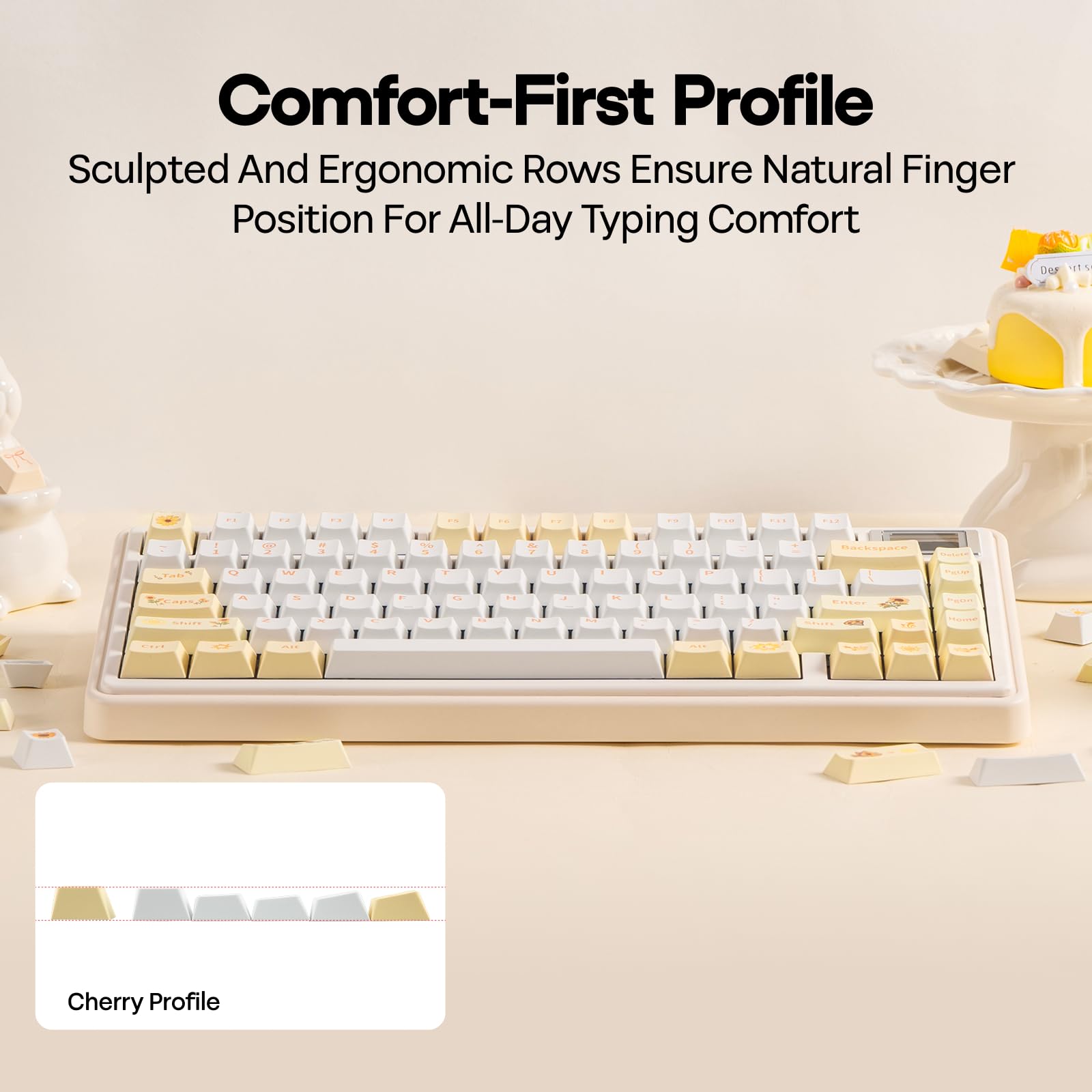 EPOMAKER Sunflower PBT Keycaps, 133 Keys, Cherry Profile, Dye Sublimation, ISO/ANSI Layout, 60%/75%/96%/Full Size, Custom Keyboard Keycaps Set for Mechanical Gaming Keyboard - Image 7